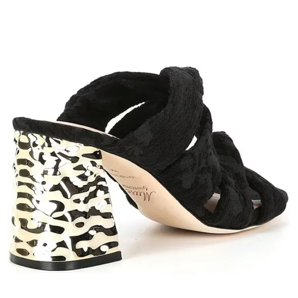 NEW Muse by Marchesa Iris Velvet Knotted Dress Slide Sandals in Black